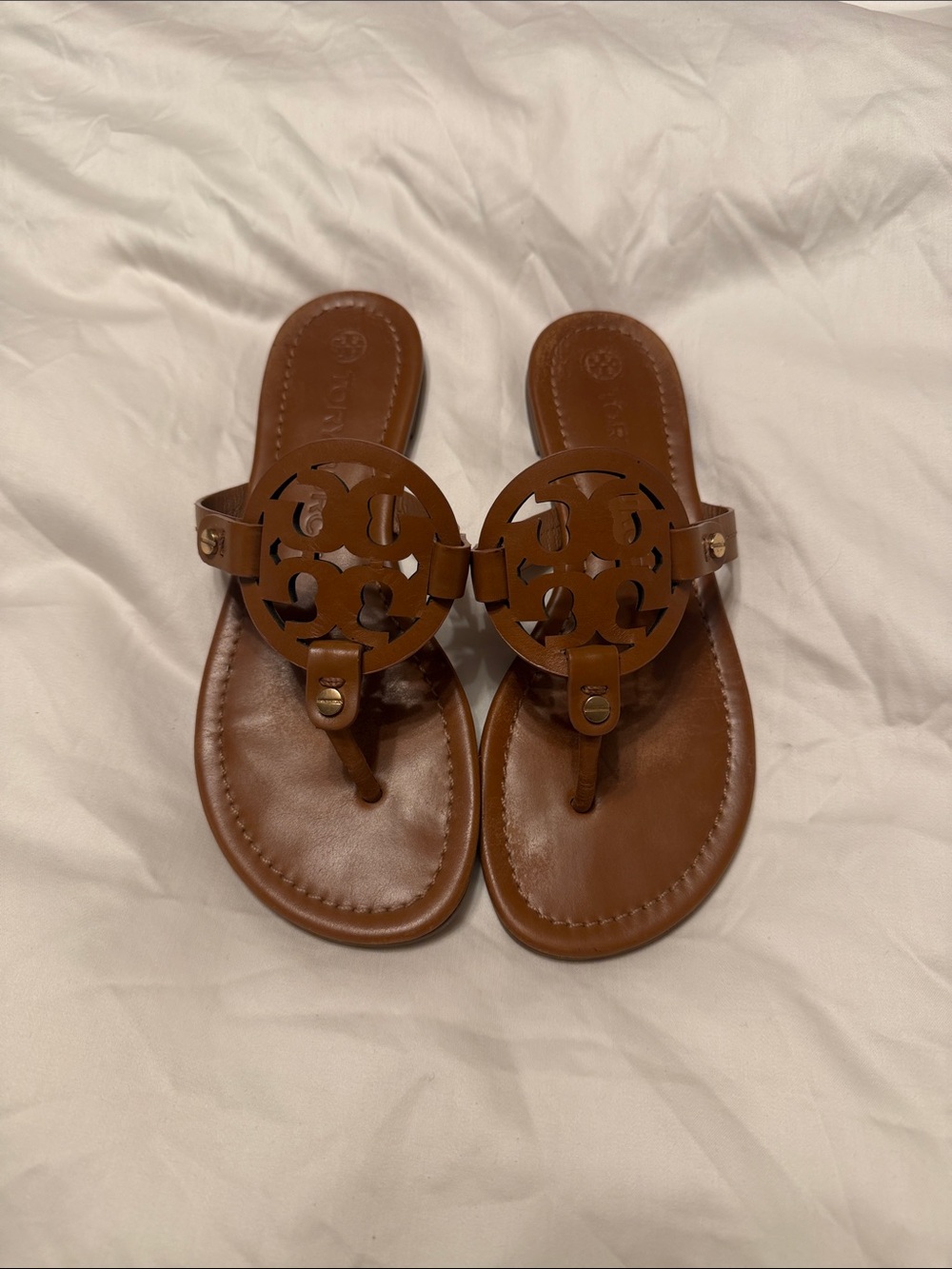 Tory Burch Miller Leather Thong Sandals - Brown